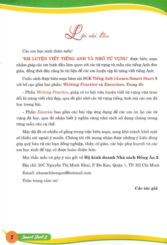 EM LUYỆN VIẾT TIẾNG ANH VÀ NHỚ TỪ VỰNG SMART START LỚP 3 (Bám sát SGK i-learn Smart Start)